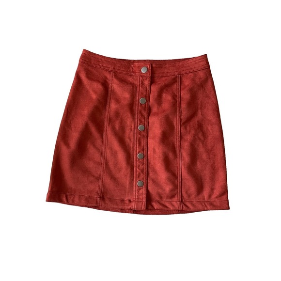 SO Dresses & Skirts - Rust Faux Suede Mini Skirt Y2K Boho Size S Indie Sleaze Pumpkin Spice Western